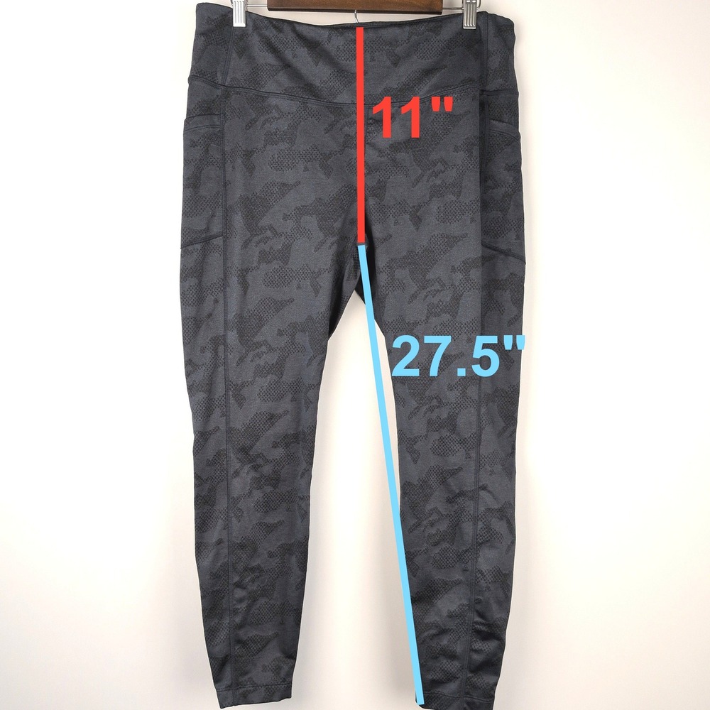 Mondetta Women XL Leggings Blue Combo Brushed Jacquard High Rise Camo Pockets - Picture 2 of 8